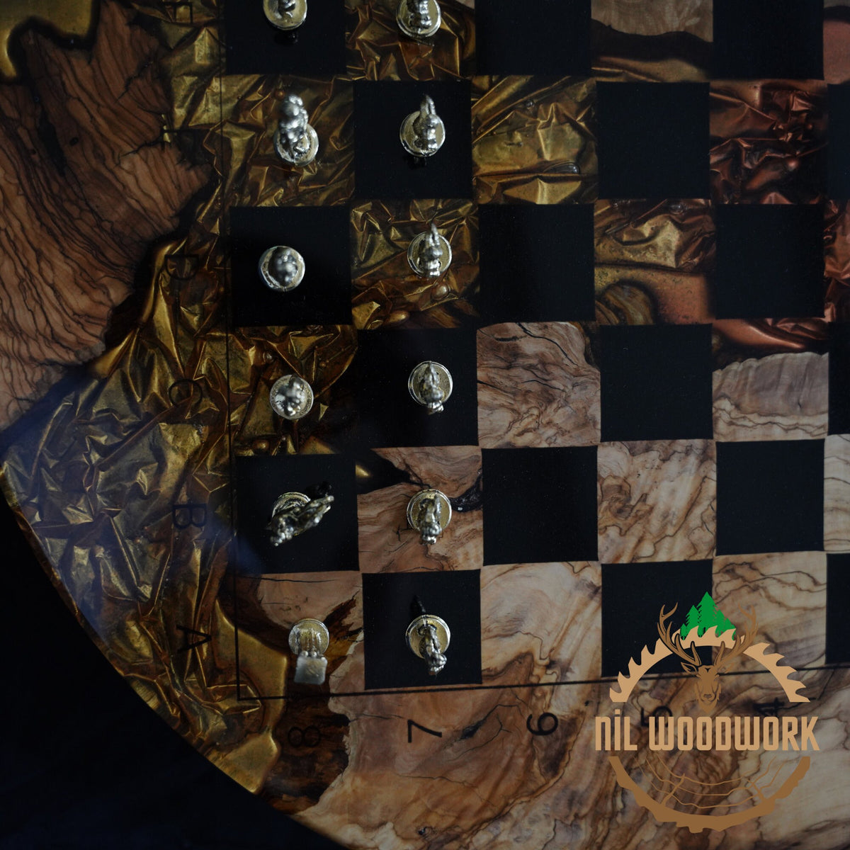 Handmade Olive Wood Chess Set: Epoxy Resin Design, Modern Elegance