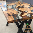 Personalized Olive Wood Epoxy Dining Table: Modern Resin River Table