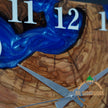 Personalized Olive Wood Wall Clock: 3D Resin Epoxy, Modern Square Design