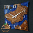 Personalized Olive Wood Wall Clock: 3D Resin Epoxy, Modern Square Design