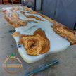 Personalized Olive Wood Resin Table: Live Edge Modern Dining Table