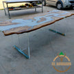 Personalized Olive Wood Resin Table: Live Edge Modern Dining Table