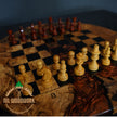 Handmade Olive Wood Chess Set: Epoxy Resin Design, Modern Elegance
