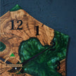 Personalized Olive Wood Wall Clock: Hexagonal Resin Epoxy Design