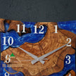 Personalized Olive Wood Wall Clock: 3D Resin Epoxy, Modern Square Design