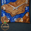 Personalized Olive Wood Wall Clock: 3D Resin Epoxy, Modern Square Design