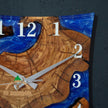 Personalized Olive Wood Wall Clock: 3D Resin Epoxy, Modern Square Design