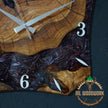 Personalized Olive Wood Wall Clock: Handmade Resin Accent, Modern Design