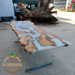 Personalized Olive Wood Resin Table: Live Edge Modern Dining Table
