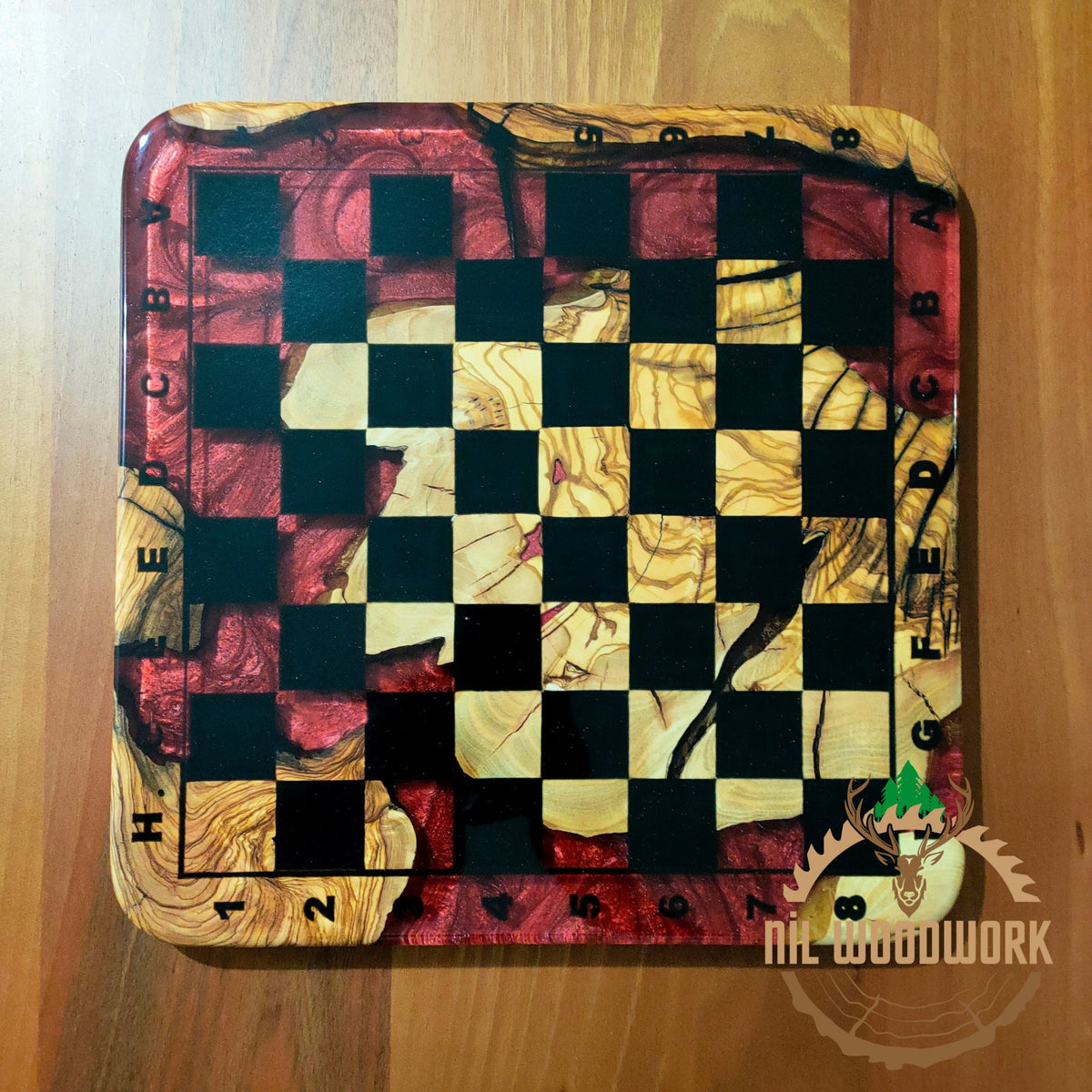 Handmade Olive Wood Resin Chess Set: Modern Luxury Chessboard