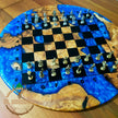 Handmade Olive Wood Chess Board: 3D Resin Chess Set