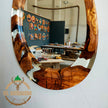 Asymmetrical Olive Wood Epoxy Mirror: Large Modern Wall Decor