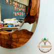 Asymmetrical Olive Wood Epoxy Mirror: Large Modern Wall Decor