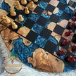 Handmade Olive Wood Resin Chessboard: Modern Epoxy Chess Set