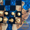 Handmade Olive Wood Resin Chessboard: Modern Epoxy Chess Set
