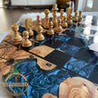 Handmade Olive Wood Resin Chessboard: Modern Epoxy Chess Set