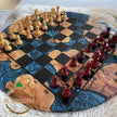 Handmade Olive Wood Resin Chessboard: Modern Epoxy Chess Set
