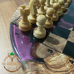 Handmade Olive Wood Resin Chess Set: Personalized Modern Board