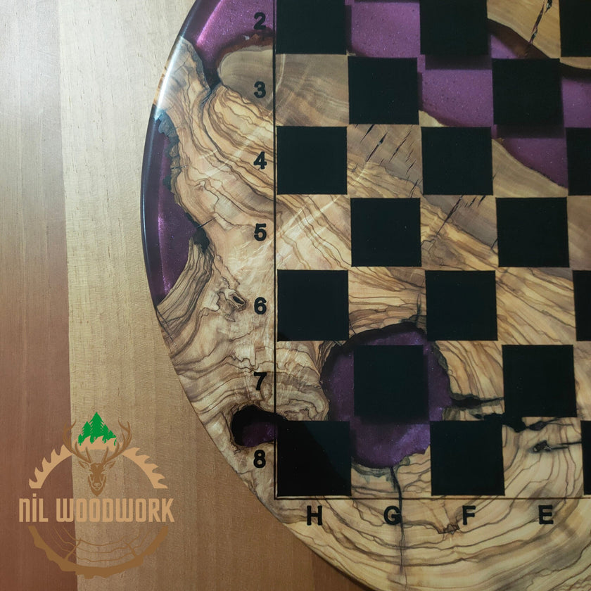 Handmade Olive Wood Resin Chess Set: Personalized Modern Board
