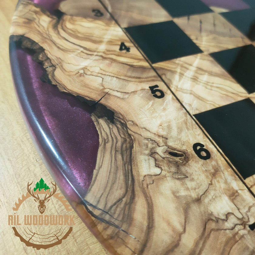 Handmade Olive Wood Resin Chess Set: Personalized Modern Board