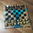 Personalized Olive Wood Chess Set: Handmade Resin Inlay, Modern Style