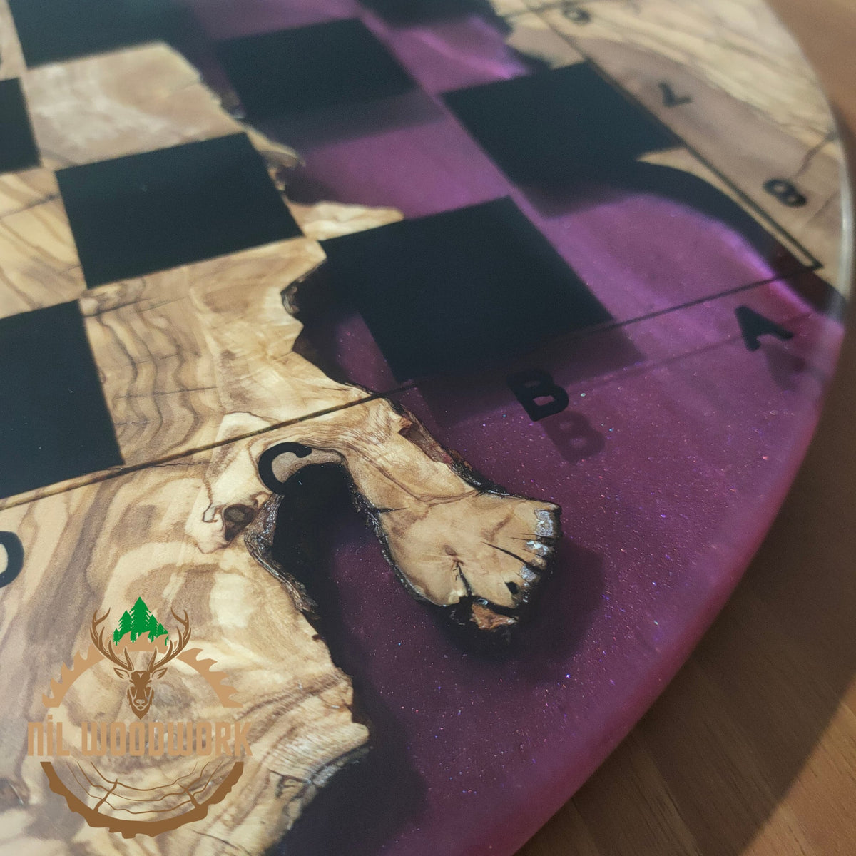 Handmade Olive Wood Resin Chess Set: Personalized Modern Board