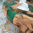 Handmade Olive Wood Resin Coffee Table: Modern Epoxy Design
