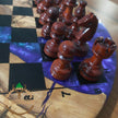 Personalized Olive Wood Resin Chess Set: Handmade Modern Board, Chess Pieces