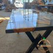Custom Olive Wood Resin Dining Table: Unique Epoxy River Table