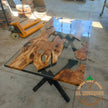Custom Olive Wood Resin Dining Table: Unique Epoxy River Table