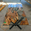 Custom Olive Wood Resin Dining Table: Unique Epoxy River Table