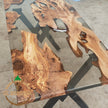 Custom Olive Wood Resin Dining Table: Unique Epoxy River Table