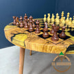 Olive Wood Resin Chess Table: Modern Chessboard Set, Professional Chess Stand