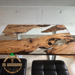 Olive Wood Epoxy Resin Dining Table: Collapsible Design