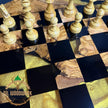 Olive Wood Resin Chess Table: Modern Chessboard Set, Professional Chess Stand