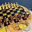 Olive Wood Resin Chess Table: Modern Chessboard Set, Professional Chess Stand
