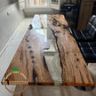 Olive Wood Epoxy Resin Dining Table: Collapsible Design