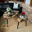 Custom Olive Wood Epoxy Coffee Table: Rustic Modern Sofa Table