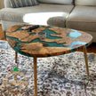 Custom Olive Wood Epoxy Coffee Table: Rustic Modern Sofa Table