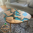 Custom Olive Wood Epoxy Coffee Table: Rustic Modern Sofa Table