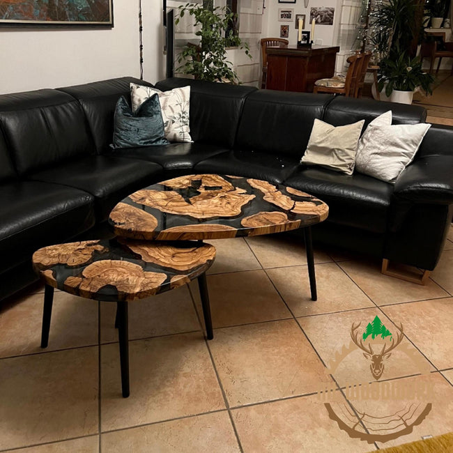 Custom Olive Wood Epoxy Coffee Table: Rustic Modern Sofa Table