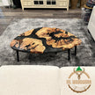 Custom Olive Wood Epoxy Coffee Table: Rustic Modern Sofa Table