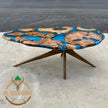 Handcrafted Olive Wood Resin Coffee Table - Modern Live Edge Design