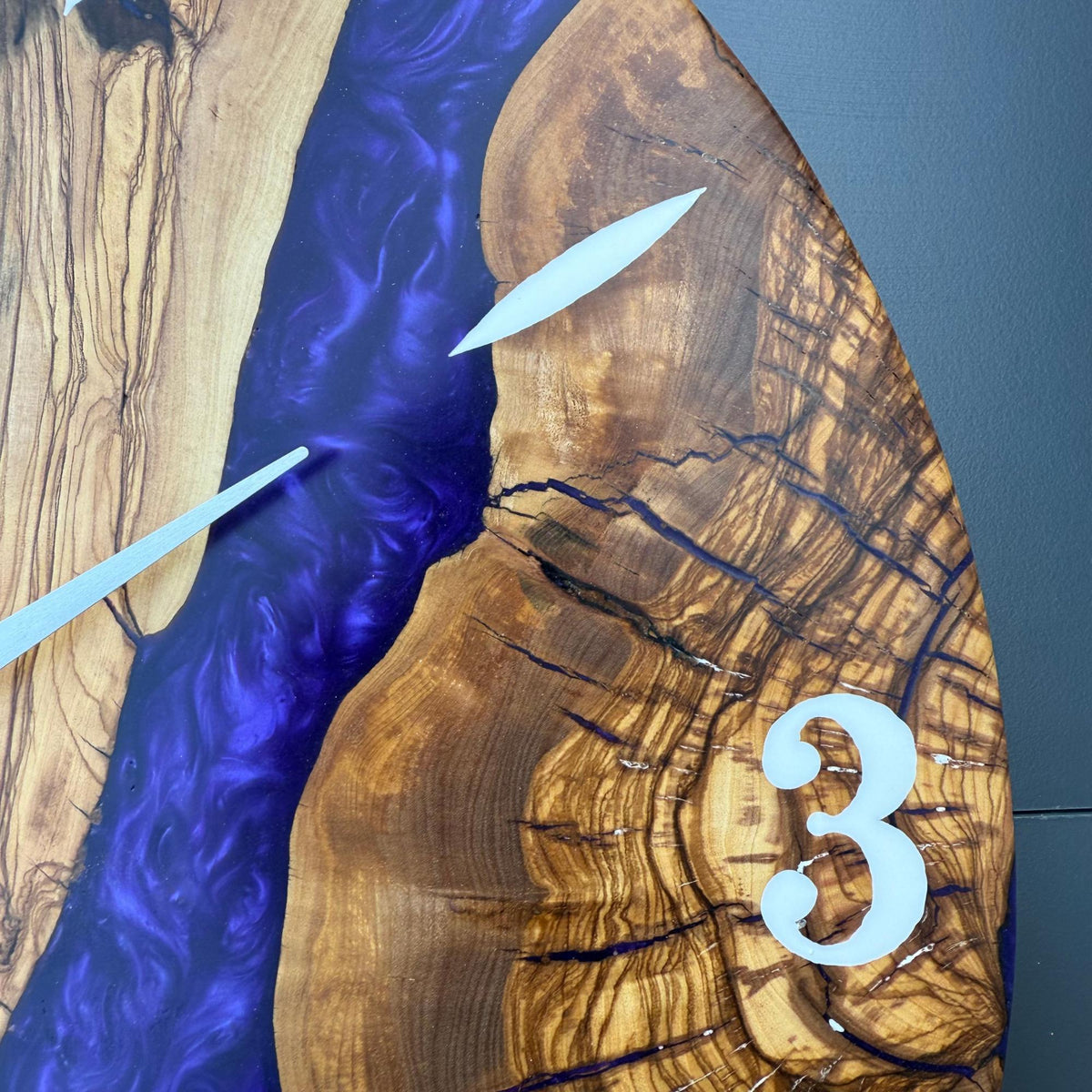 Personalized Resin and Olive Wood Wall Clock: Modern Wall Clock