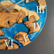 Olive Wood Epoxy Resin Wall Clock, Personalized Wooden Wall Clock: Ocean Resin Art