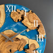 Olive Wood Epoxy Resin Wall Clock, Personalized Wooden Wall Clock: Ocean Resin Art