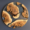 Clear Epoxy Resin and Olive Wood Wall Clock, Transparent Live Edge Olive Slice Art, Unique Modern Minimalist Home Decor Gift
