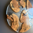 Clear Epoxy Resin and Olive Wood Wall Clock, Transparent Live Edge Olive Slice Art, Unique Modern Minimalist Home Decor Gift