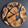 Olive Wood Epoxy Resin Wall Clock – Rustic Handmade Wooden Clock