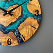 Epoxy Resin and Olive Wood Wall Clock | Live Edge Wood Slice Clock | Rustic Farmhouse Decor | Unique Handmade Modern Wall Clock